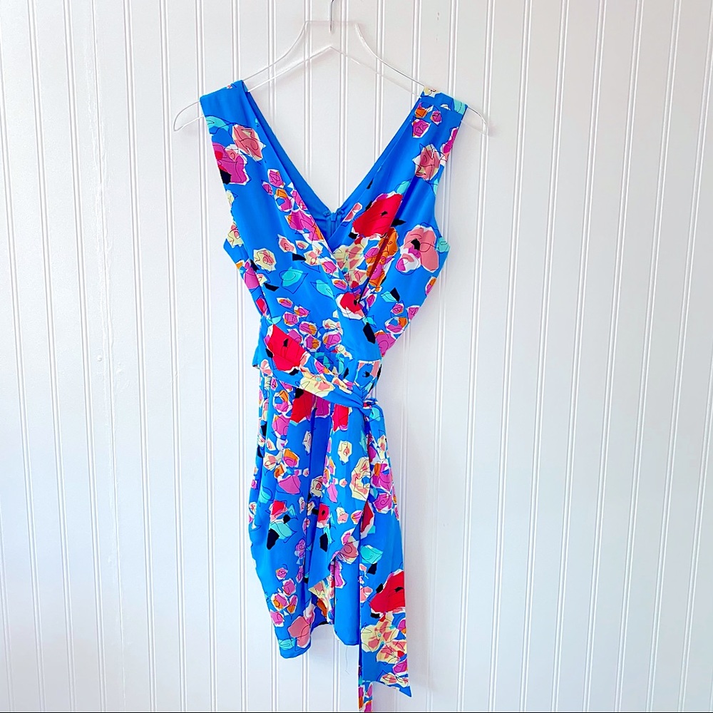 Yumi Kim Silk Blue Floral Wrap Dress XS